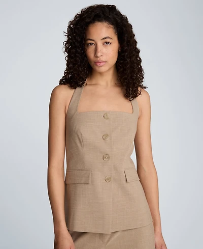 Kenneth Cole Women's Four-Button Halter Neck Vest