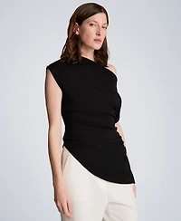 Kenneth Cole Women's Asymmetrical Drape Short-Sleeve Top