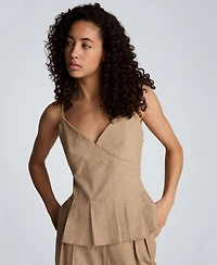 Kenneth Cole Women's Fitted V-Neck Cami Pleated Top