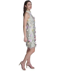 Eliza J Women's Sleeveless Mock Neck Floral Embroidered Dress