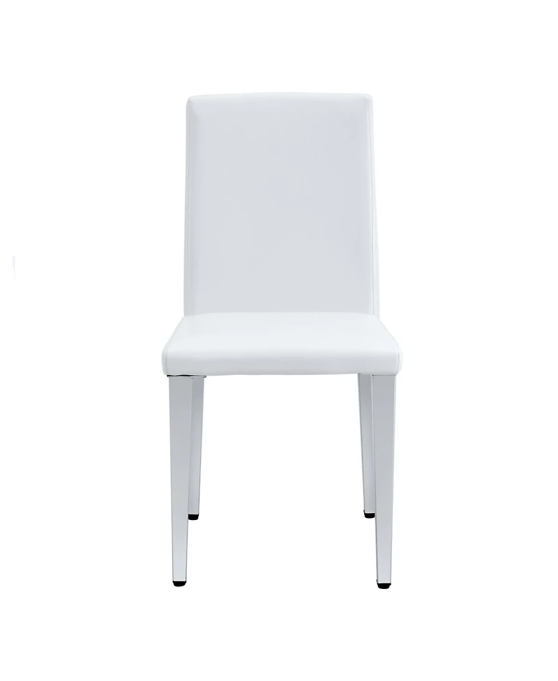 Streamdale Furniture Set of 2 Pu Leather Chairs, Silver Legs