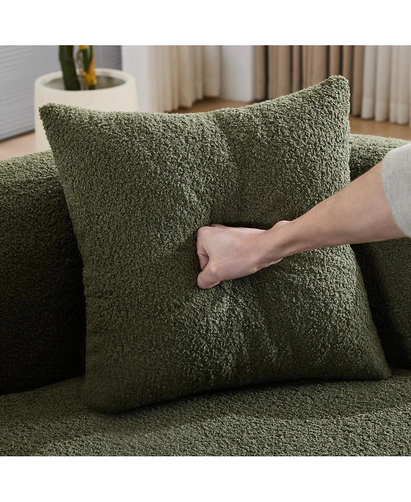 Streamdale Furniture Green Curved Loveseat Sofa - Teddy Velvet, No-Assembly, 350 lbs Capacity