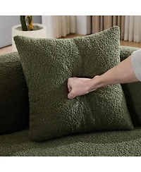 Streamdale Furniture Green Curved Loveseat Sofa - Teddy Velvet, No-Assembly, 350 lbs Capacity