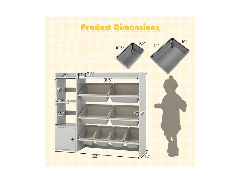 Slickblue Children s Toy Organizer with Bookshelf and Cabinet Door