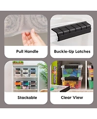 Iris Usa 6 Quart Plastic Storage Bins Stackable with Latching Lids, Bpa-Free, See-Through, Clear/Black, 3-Pack