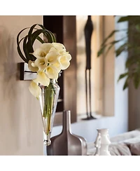 Danya B. Clear Amphora Vase on Iron Sconce with Finials