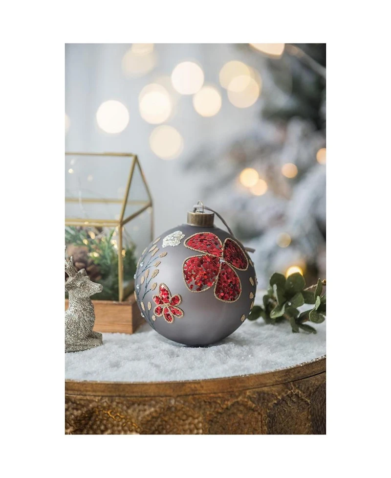 Streamdale Furniture 4.7" Glass Christmas Ball Ornaments Decorative Hanging Tree Ornaments Set of 4