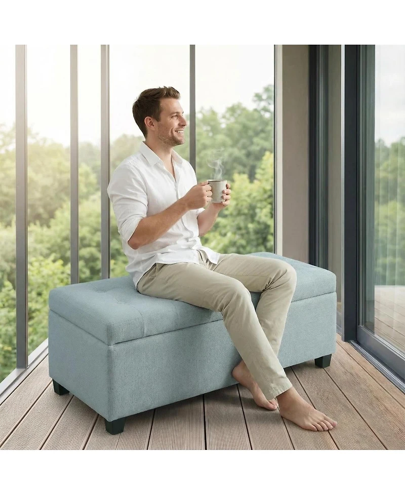 Streamdale Furniture 49.75" Furniture Baby Tufted Storage Ottoman Bench with Wooden Legs