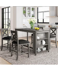 Streamdale Furniture Rustic Farmhouse Counter Height Dining Table Set with 4 Chairs