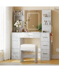 gaomon Dresser Set with Led Lighted Mirror and Built-in Power Outlet