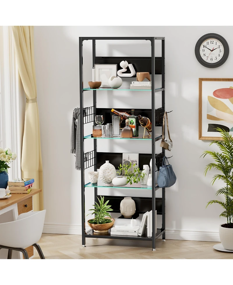 Rainsken Glass Display Shelf with Rgb Led Lights