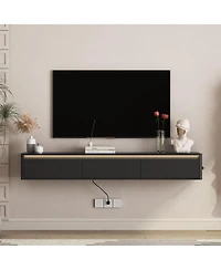 Streamdale Furniture Floating Tv Stand with Led Lights & Power Outlet
