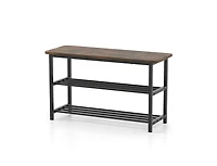 Slickblue 3-Tier Shoe Rack Bench with Metal Shelves & Wooden Seat
