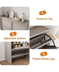 Homfan Shoe Cabinet with 4 Flip Drawers, Hidden Shoe Storage Organizer for Entryway, Wooden Shoe Rack with Adjustable Shelf