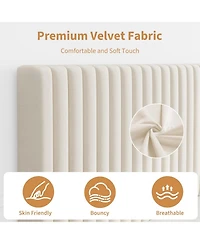 gaomon Vertical Stripe Bed Frame, Upholstered Bed with Modern Design, No Box Spring Needed, Sturdy Construction for Bedroom