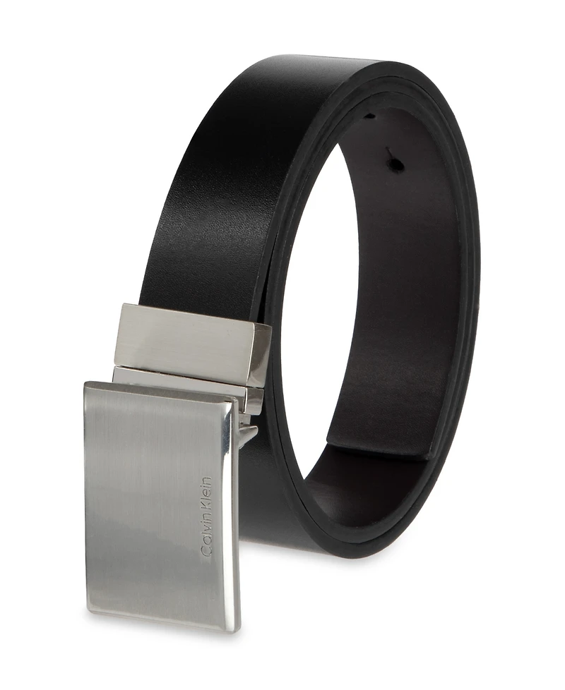 Calvin Klein Boys' S-xl Two-In-One Reversible Plaque Buckle Dress Belt