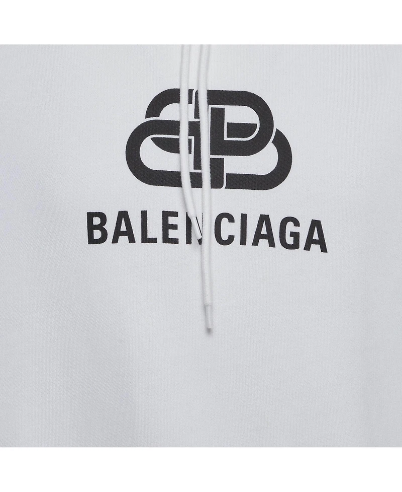 Pre-Owned Balenciaga Men's White Logo Print Cotton Oversized Hoodie