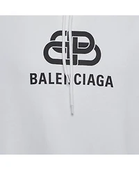 Pre-Owned Balenciaga Men's White Logo Print Cotton Oversized Hoodie