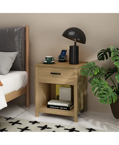 Streamdale Furniture Wood Nightstand with Drawer and Open Shelf
