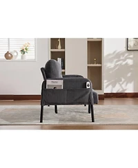 Streamdale Furniture Oversized Corduroy Loveseat Sofa with Metal Legs & Side Pockets