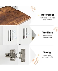 Aostirmotor Double Cat Litter Box Enclosure – Hidden 2-Cat Furniture, Side Cabinet & Washroom