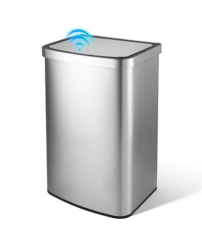 Mega Casa 16 Gallon Stainless Steel Touchless Sensor Trash Can with Silent Close Lid – Hands-Free Kitchen Garbage Bin