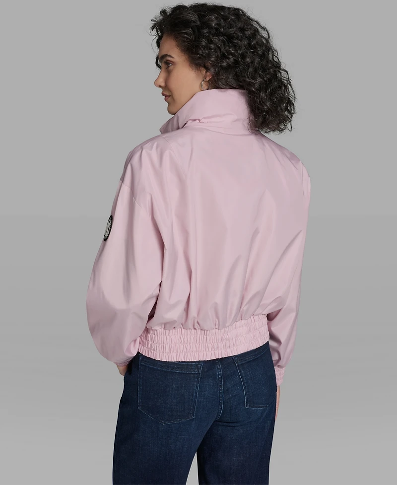 Karl Lagerfeld Paris Women's Cropped Stand Collar Bomber Jacket