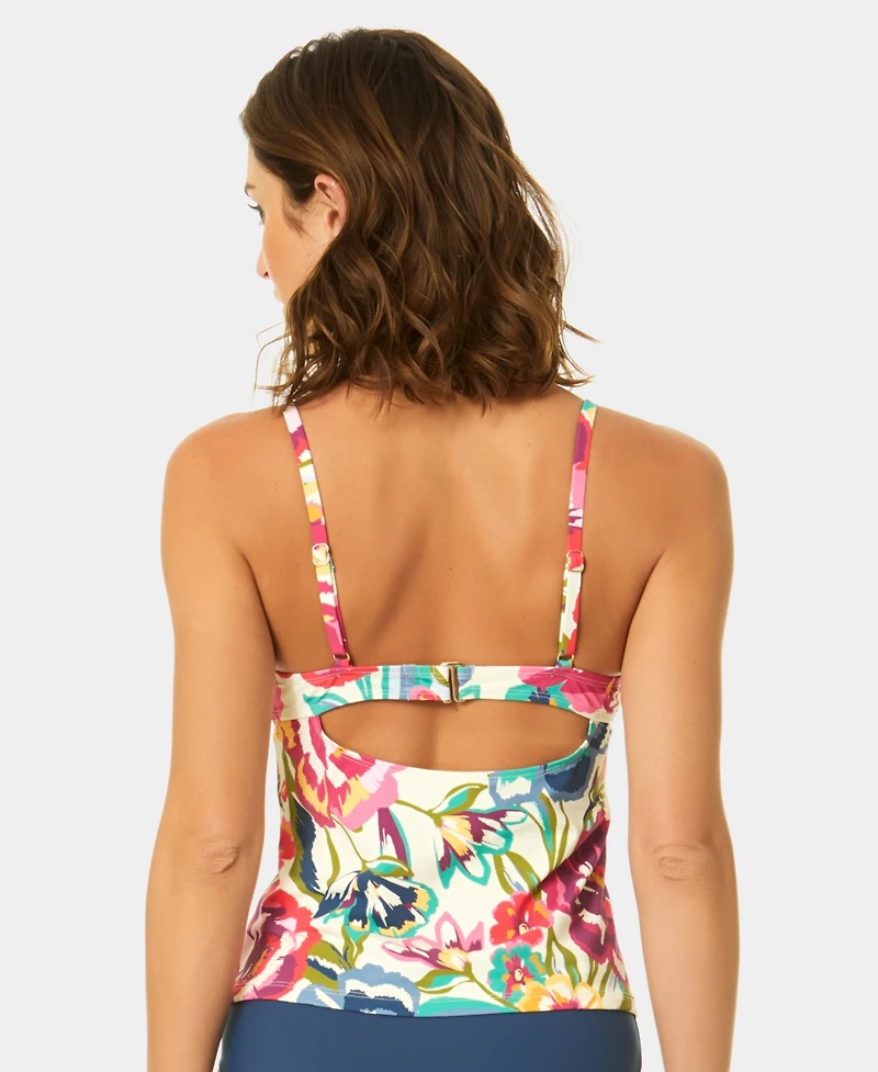 CeCe Women's V-Neck Ruffle Tankini Top