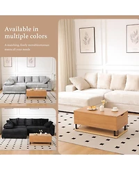 Streamdale Corduroy Sectional Sofa w/ Storage Ottoman and Pillows