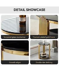 Streamdale Furniture Modern End Table with Glass & Gold Frame