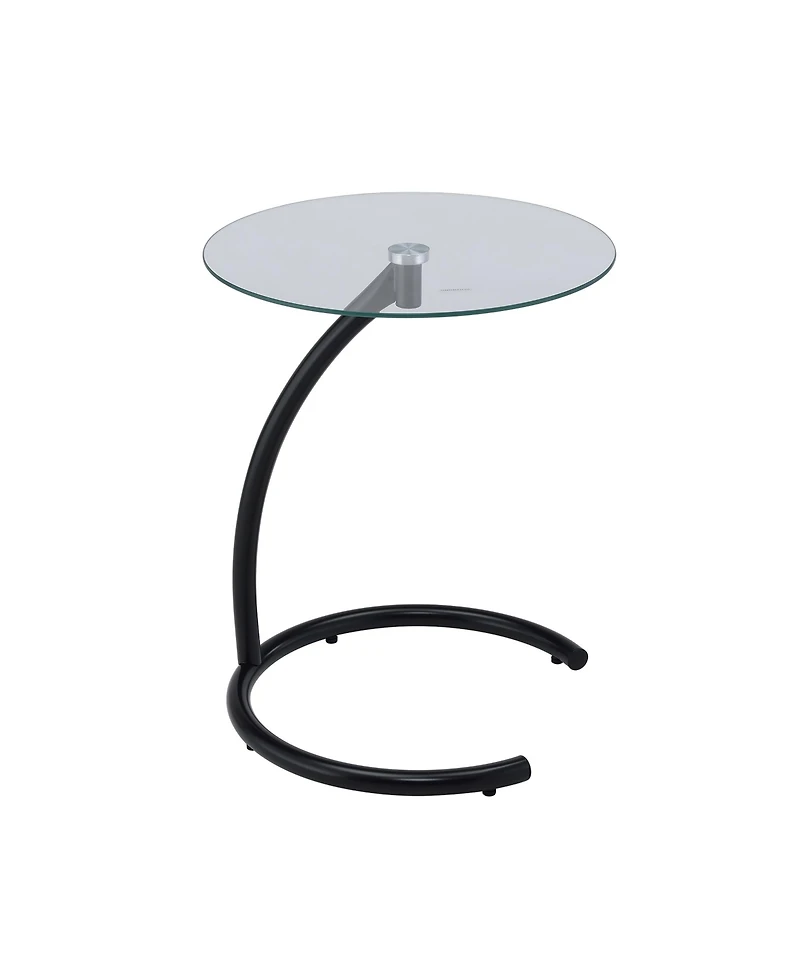 Kings Brand Furniture Modern Round End Table / C with Tempered Glass Top – Chrome Metal Frame Accent Side for Living Room, Bedroom,