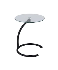 Kings Brand Furniture Modern Round End Table / C with Tempered Glass Top – Chrome Metal Frame Accent Side for Living Room, Bedroom,