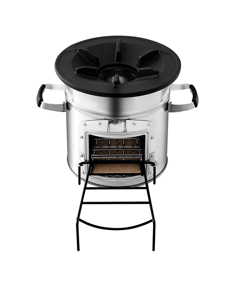 Ecooso Portable Stainless Steel Camping Rocket Stove with Carry Bag Single Door