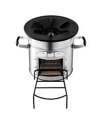 Ecooso Portable Stainless Steel Camping Rocket Stove with Carry Bag Single Door