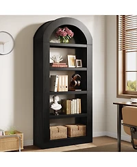 Tribesigns 70.9'' Tall Arched Bookshelf with Storage, 5-Tier Wooden Open Bookcase Display Shelves Organizer