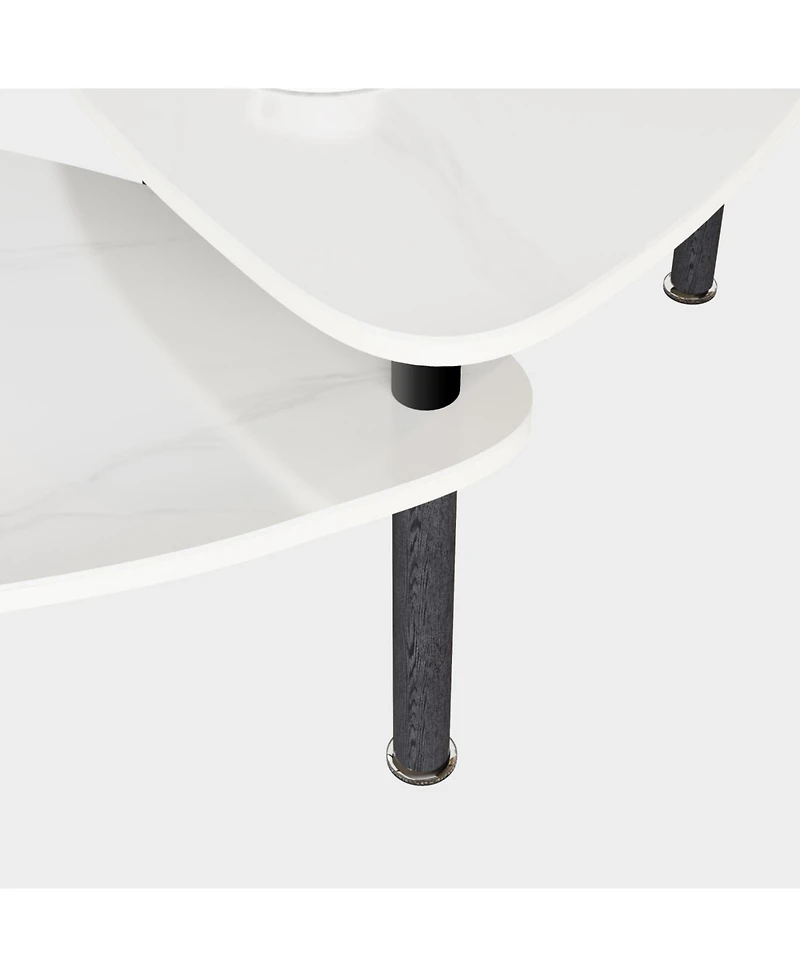 Streamdale Furniture Sintered Stone Rotating Coffee Table with Solid Wood Legs