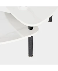 Streamdale Furniture Sintered Stone Rotating Coffee Table with Solid Wood Legs