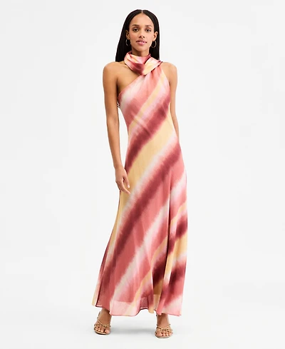 Taylor Women's Printed One-Shoulder Scarf Maxi Dress