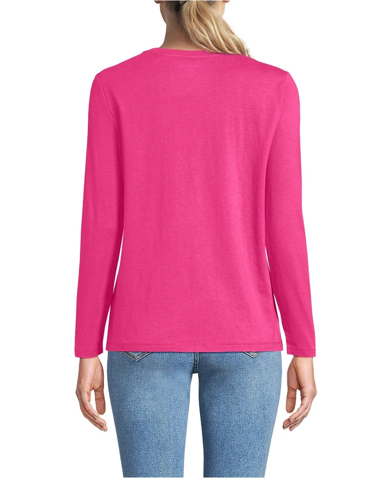 Lands' End Relaxed Supima Cotton Long Sleeve Crew Neck T-Shirt, Regular & Petite