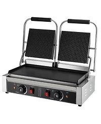 Ecooso 3600W Commercial Electric Panini Press Grill with Dual Plates and Temperature Control