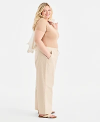 Style & Co Plus Striped Pull-On Wide-Leg Pants, Macy's Exclusive
