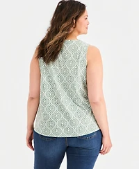 Style & Co Plus Printed V-Neck Tank Top, Macy's Exclusive
