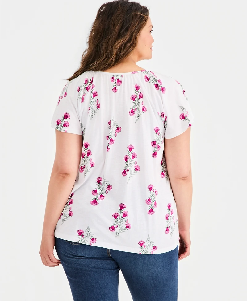 Style & Co Plus Printed Flutter-Sleeve Knit Top, Macy's Exclusive