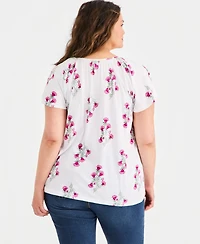 Style & Co Plus Printed Flutter-Sleeve Knit Top, Macy's Exclusive