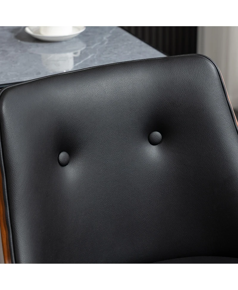 Homcom Set of 2 Counter Height Bar Stools Pu Swivel Barstools w/ Footrest, Black