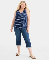 Style & Co Plus Size Printed V-Neck Tank Top, Macy's Exclusive