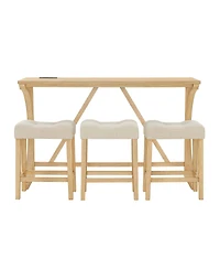 Streamdale Furniture 59" Bar Table Set with 3 Stools & Power Outlet