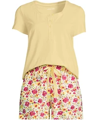 Lands' End Plus Knit 2 Piece Pajama Set - Short Sleeve Top and Shorts