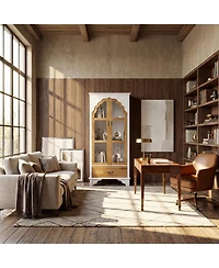 Homsee Wooden 3-Shelf Standard Bookcase with Acrylic Door, Drawer