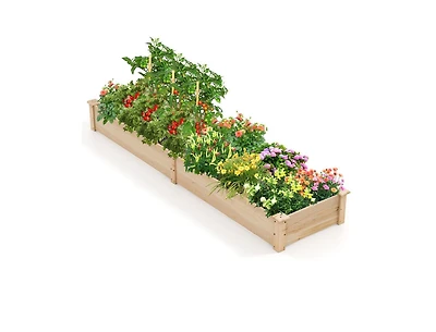 Slickblue Wooden Raised Garden Bed with 2 Planter Boxes